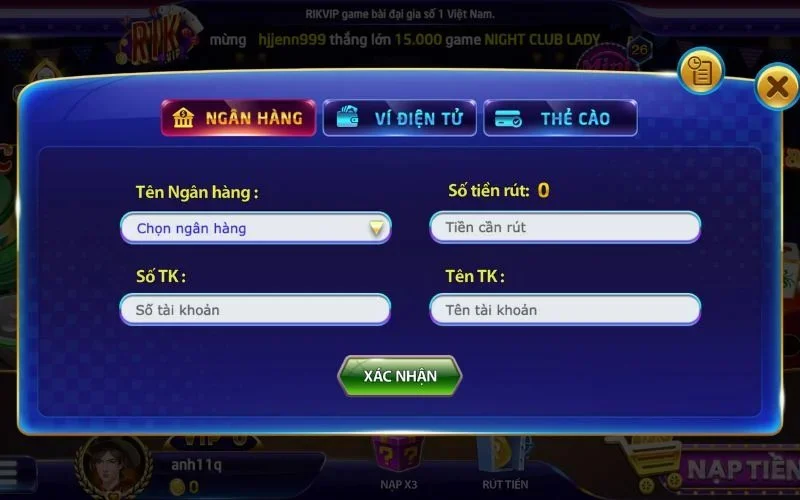 Chọn đúng thông tin để việc rút tiền Rikvip diễn ra nhanh chóng